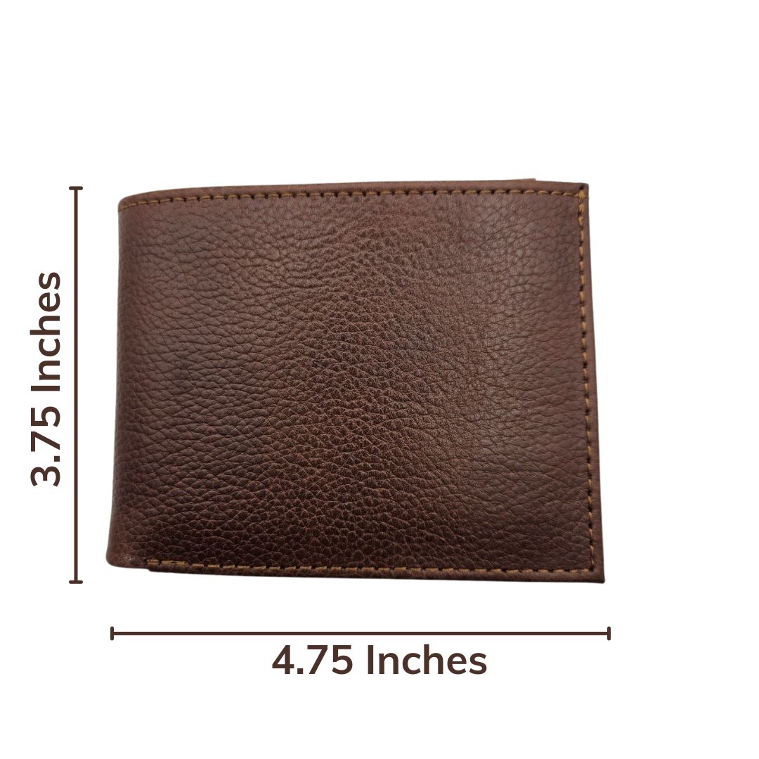 GAC STOP Full Grain Premium Leather Men's Wallet Cowhide leather Wallet Classic Brown GS-W003CBR-15