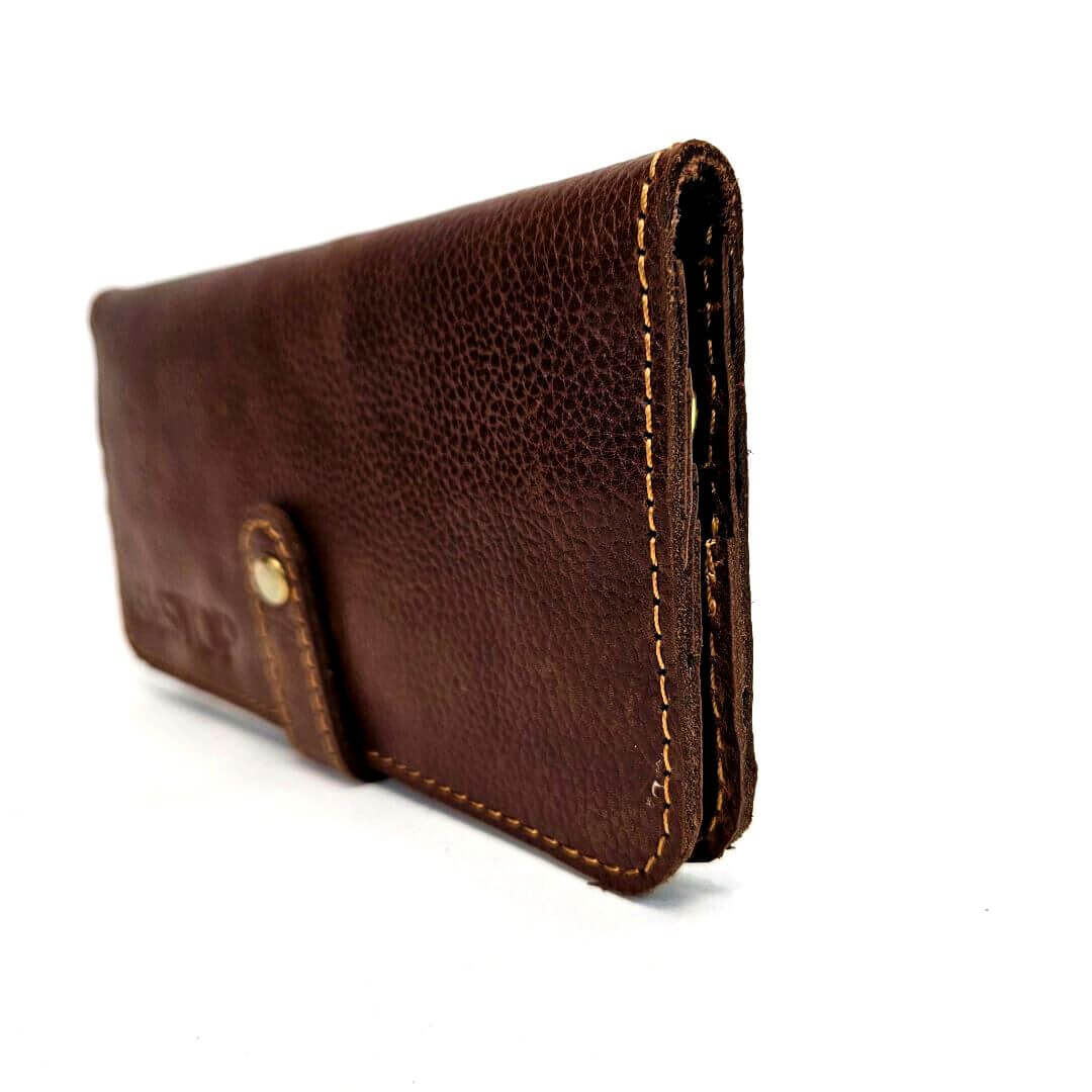 GAC STOP 100% Full Grain Leather Wallet Premium Leather Phone Wallet Case Brown GS-WP002-BR-2