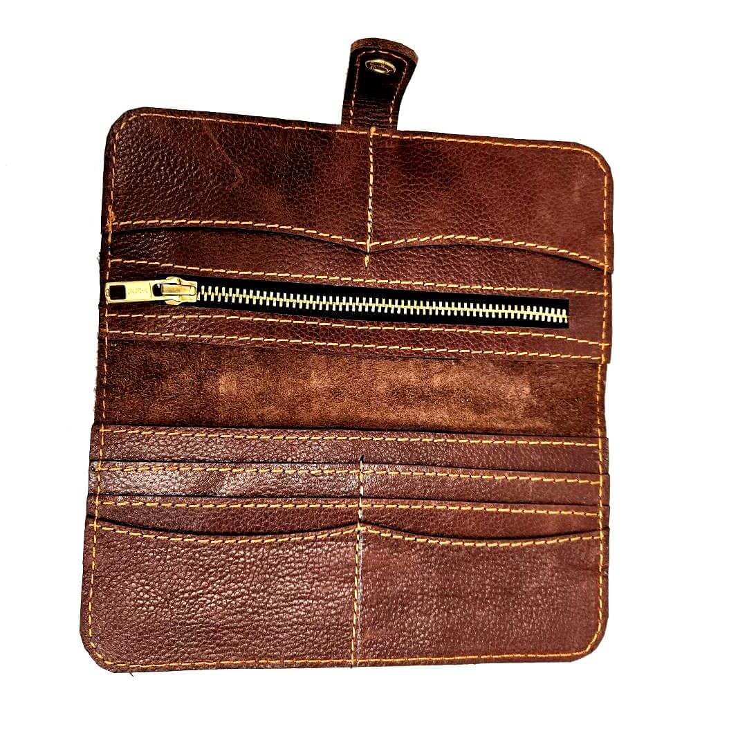 GAC STOP 100% Full Grain Leather Wallet Premium Leather Phone Wallet Case Brown GS-WP002-BR-5