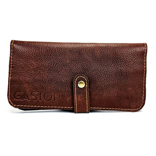 GAC STOP 100% Full Grain Leather Wallet Premium Leather Phone Wallet Case Brown