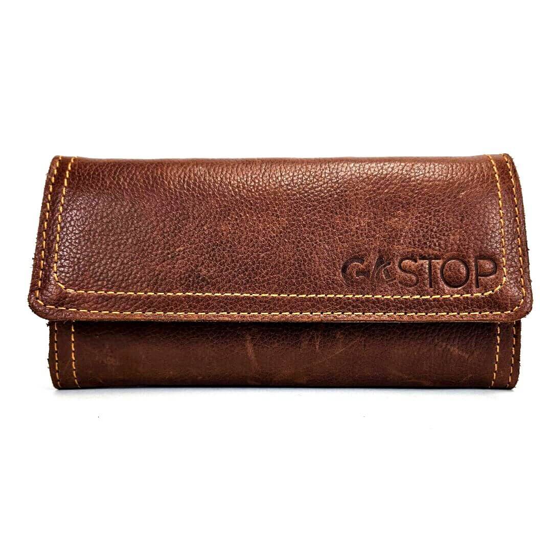 GAC STOP 100% Full Grain Leather Women's Tri-fold Wallet Classic Brown GS-WT002-BR
