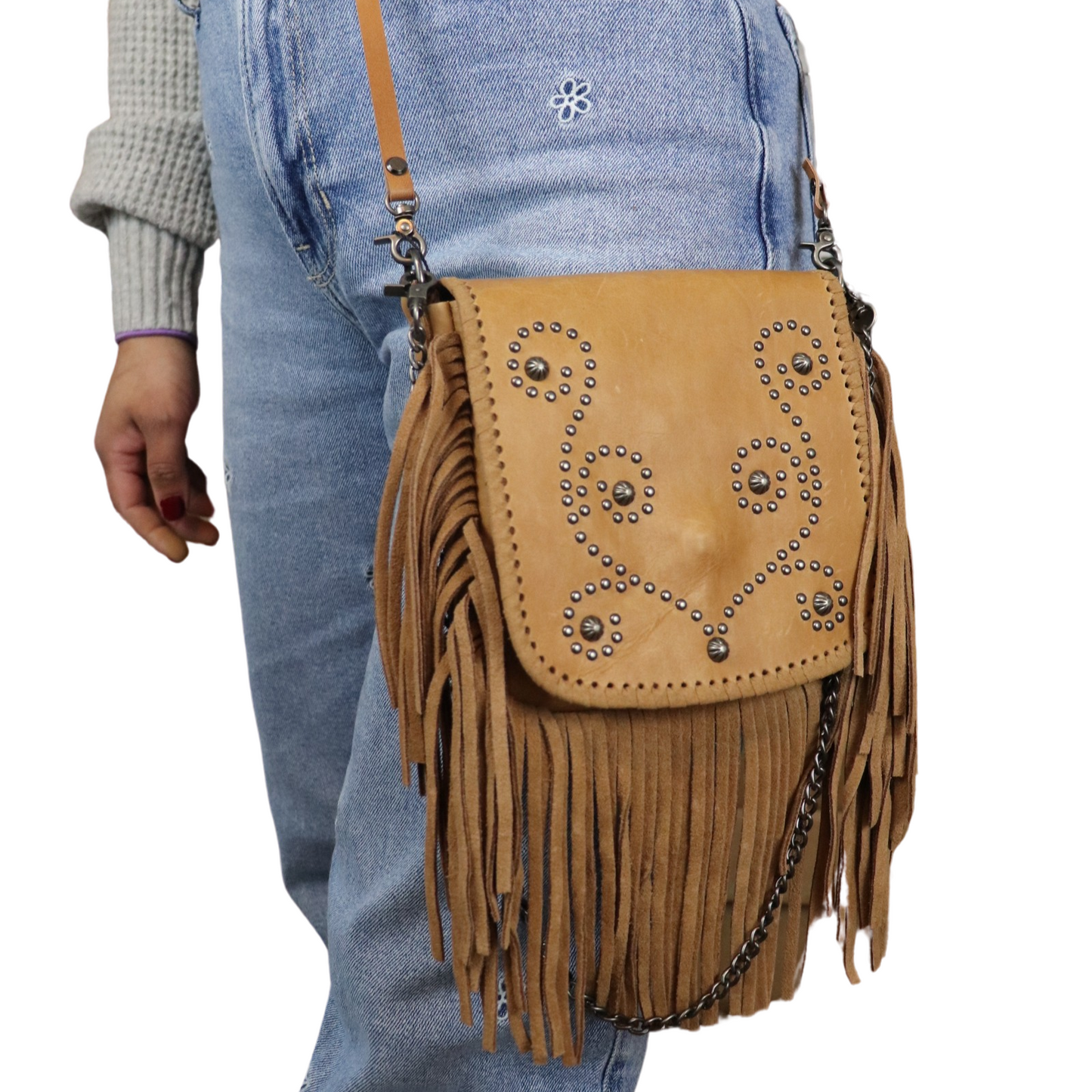 Genuine Leather Fringe Western Cowgirl Crossbody Bag