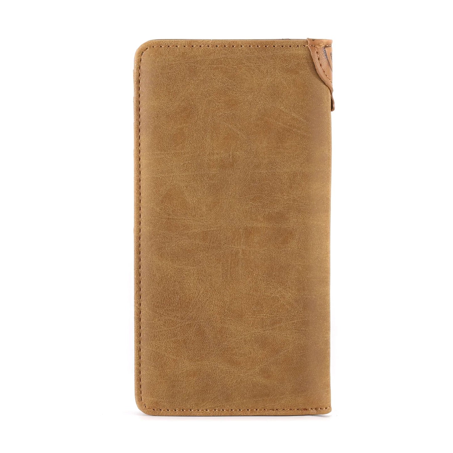 Embossed Floral Men's Bifold Long Faux Leather Wallet Brown MW-613BR-5