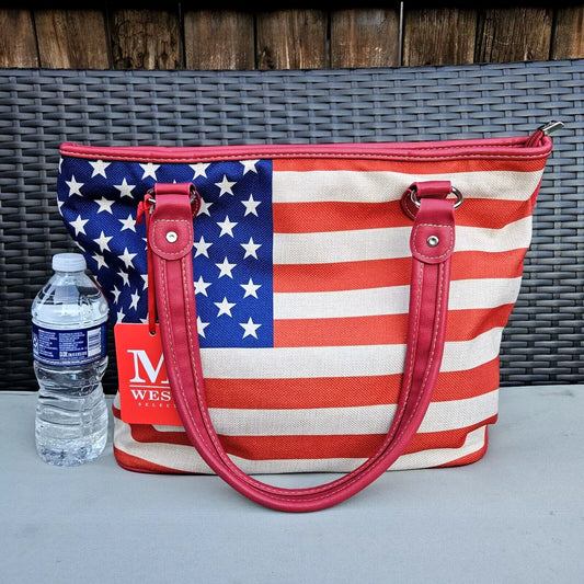 Montana West US Flag Star Stripes Patriotic Campaign Rally Canvas Tote Bag