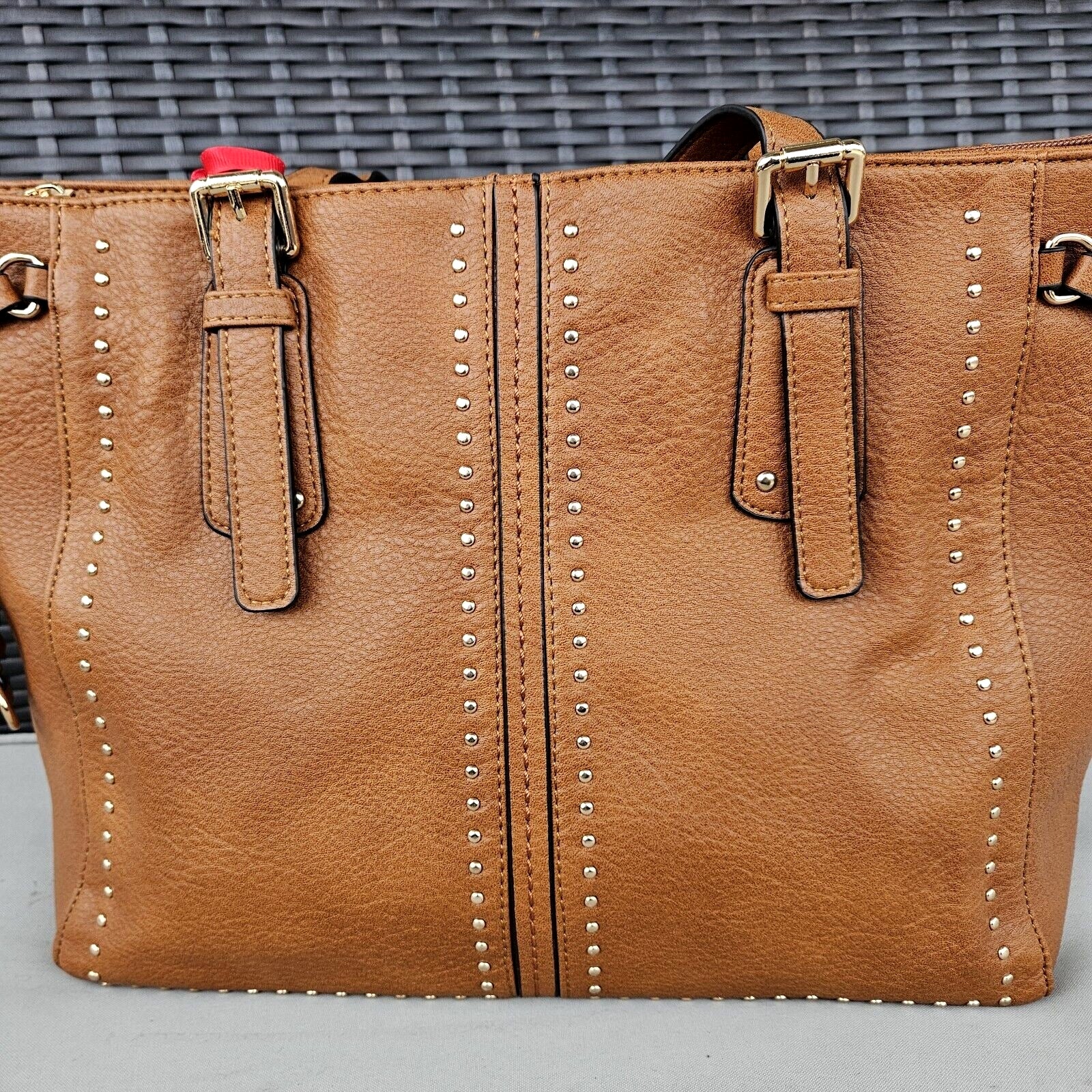 Montana West Studded Lacing Tote Bag Western Style Handbag Brown MWC-1002BR6