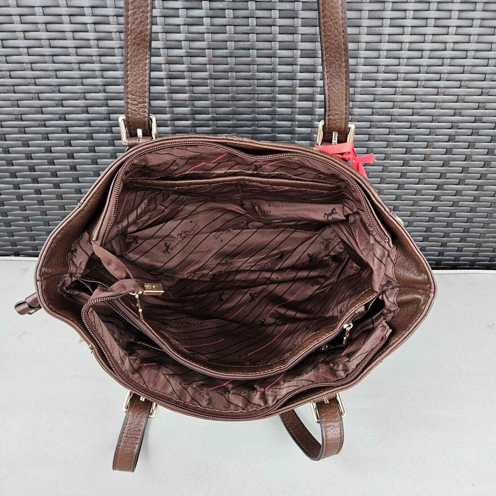 Montana West Studded Lacing Tote Bag Western Style Handbag Coffee MWC-1002CF7