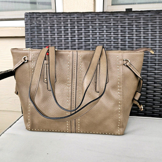 Montana West Studded Lacing Tote Bag Western Style Handbag Khaki MWC-1002KH