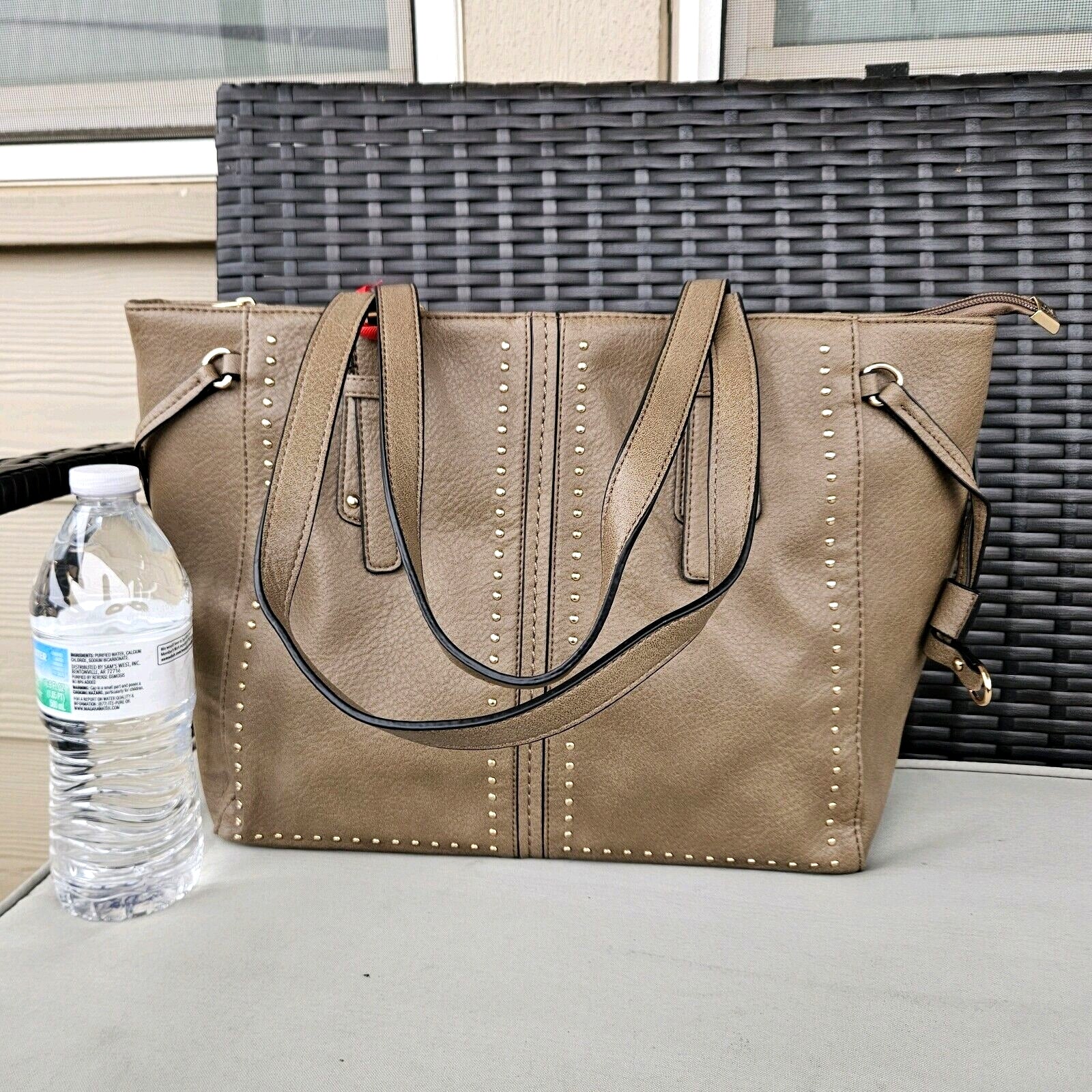 Montana West Studded Lacing Tote Bag Western Style Handbag Khaki MWC-1002KH1
