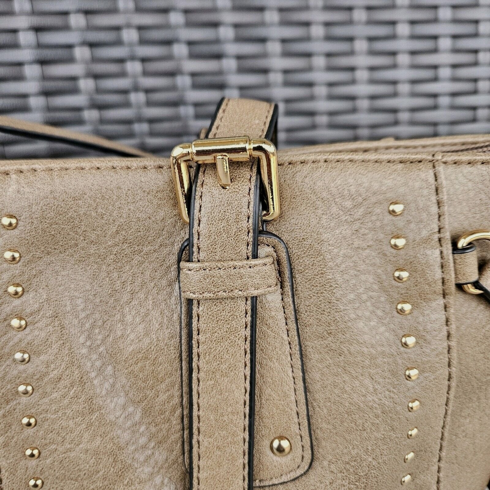 Montana West Studded Lacing Tote Bag Western Style Handbag Khaki MWC-1002KH4