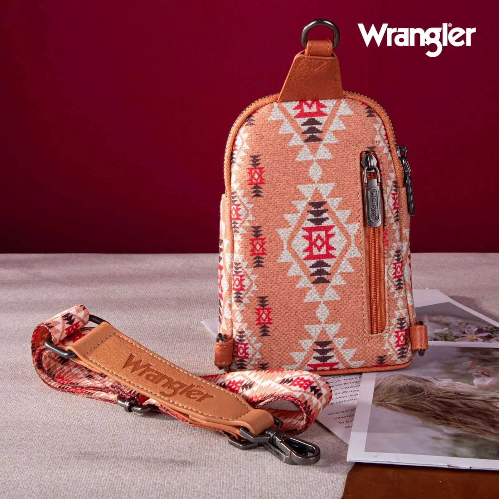 Wrangler-aztec-crossbody-sling-bag-back-view-orange