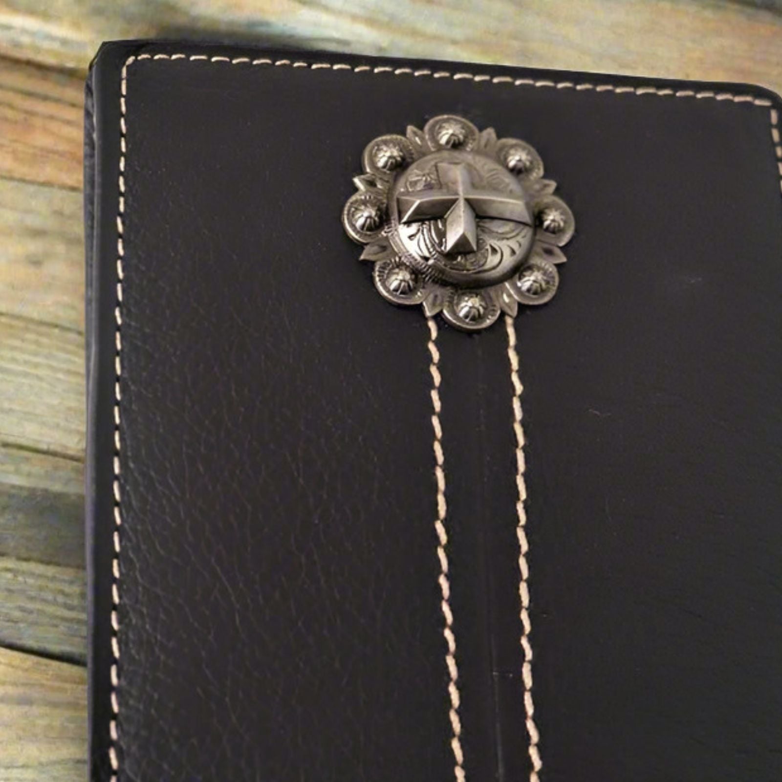 Montana West Men's Country Western Spiritual Cross Bi-fold Wallet Black MWS-W025BK-3