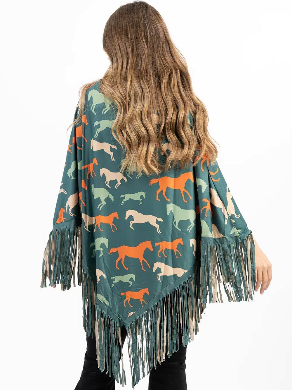 Montana-West-American-Bling-Horse-Collection-Fringe-Poncho-Turquoise-PCH-1708-4