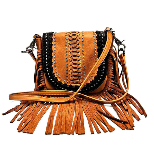 Montana-West-Fringe-Leather-Purse-Horse-Saddle-Design-Crossbody-Bag-Pick-Colors-RLC-L092