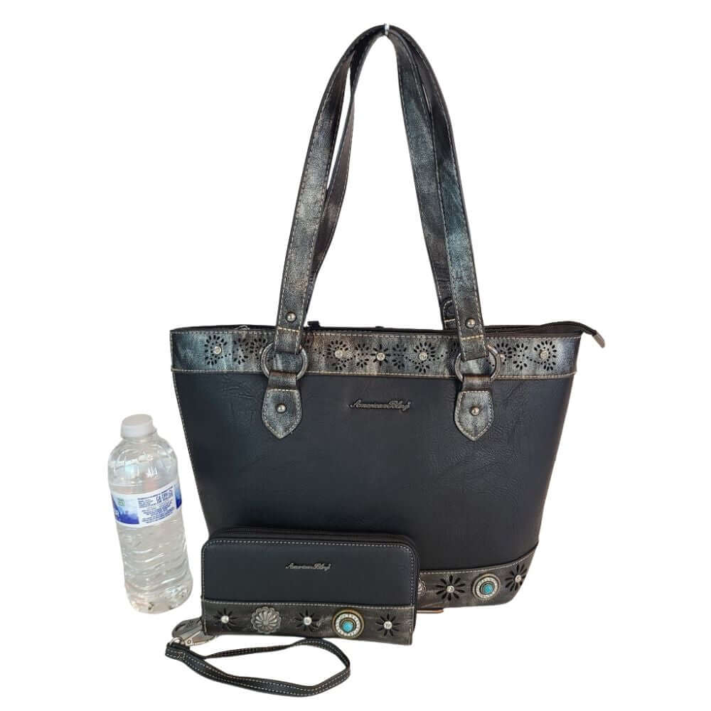 American Bling Concealed Carry Purse With Matching Wallet Set Western Bag Black-AB-G7110 BK-1