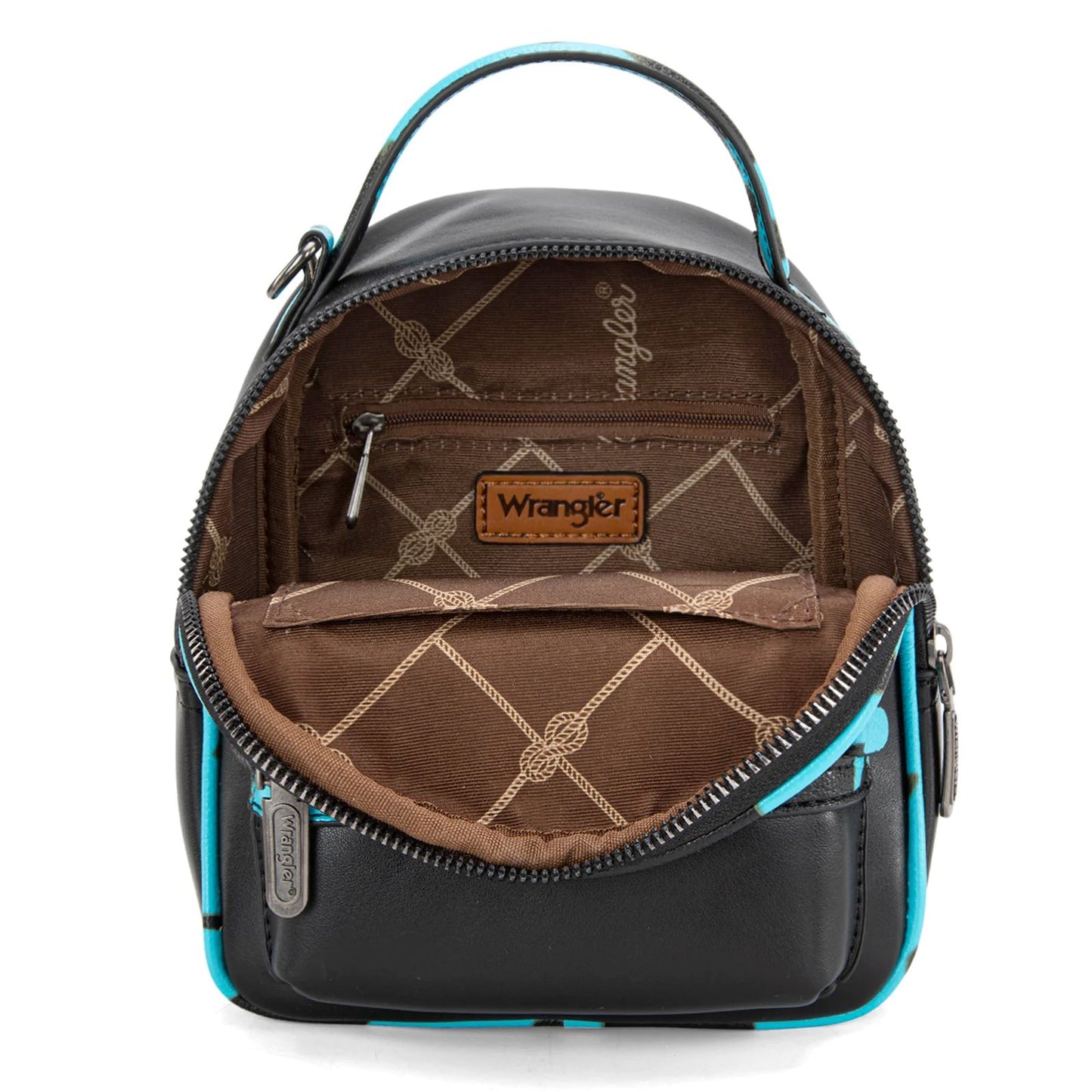Wrangler Western Cowgirl Cow Print Mini Backpack With Coin Pouch Turquoise