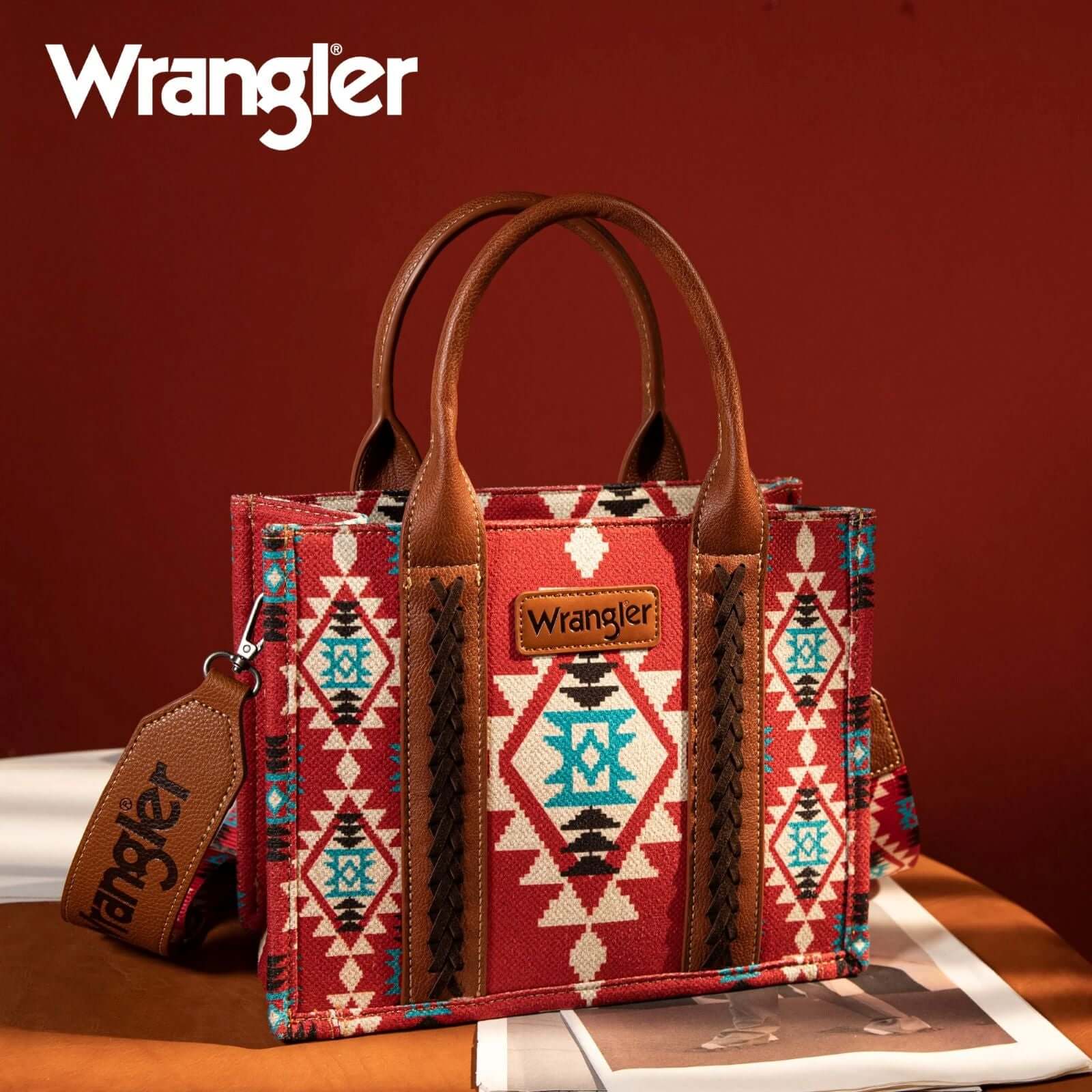 Wrangler-Southwestern-Aztec-Print-Canvas-Tote-Crossbody-Red-WG2203-8120SBDY