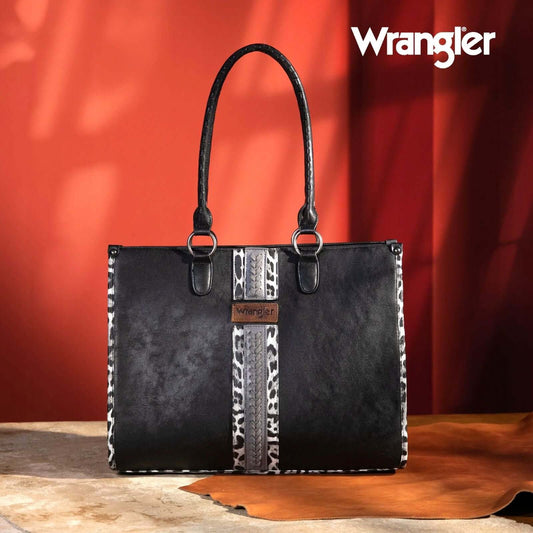 Wrangler-Leopard-Print-Concealed-Carry-Purse-Western-Tote-Black-WG83G-8317-BK