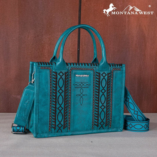 Montana West Whipstitch Concealed Carry Tote Turquoise