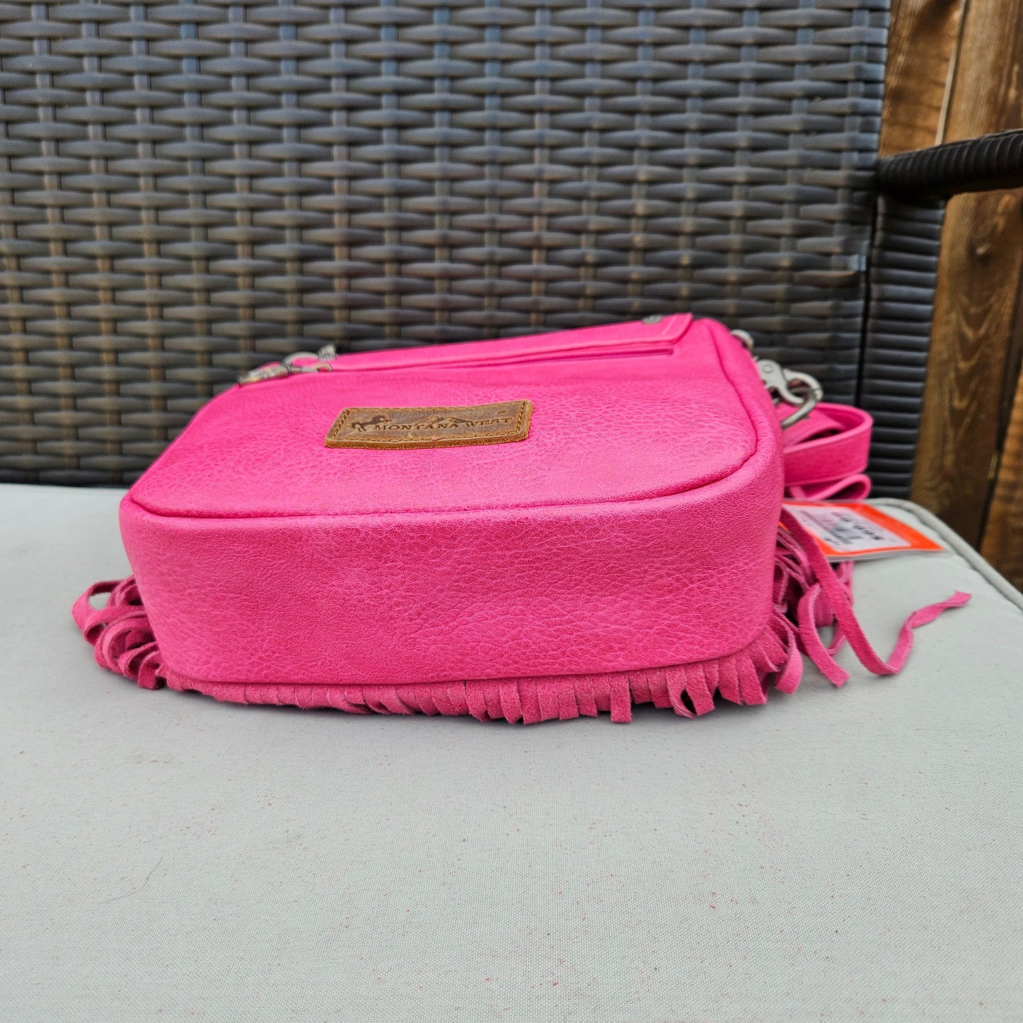 Montana West Fringe Mariposa Concho Crossbody Hot Pink