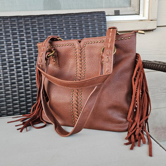 Wrangler Concealed Carry Western Fringe Handbag Brown