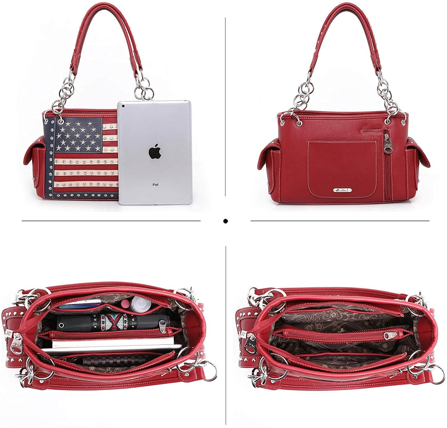 Montana West American Pride Concealed Carry Purse US Flag Satchel Bag-US04G-8085 RD-2