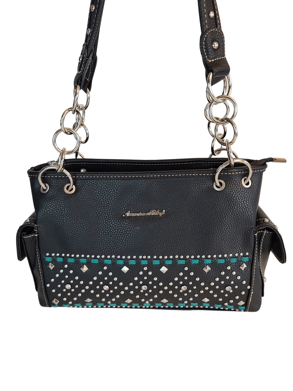 American Bling Aztec Bling Bling Purse Matching Wallet Set Western Country Bag Black-AB-6214_BK-1