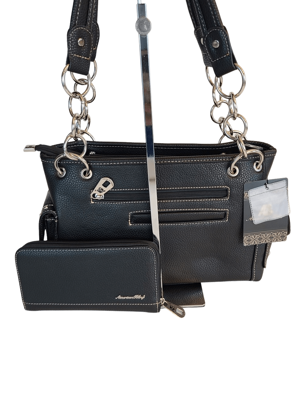 American Bling Aztec Bling Bling Purse Matching Wallet Set Western Country Bag Black-AB-6214_BK-3
