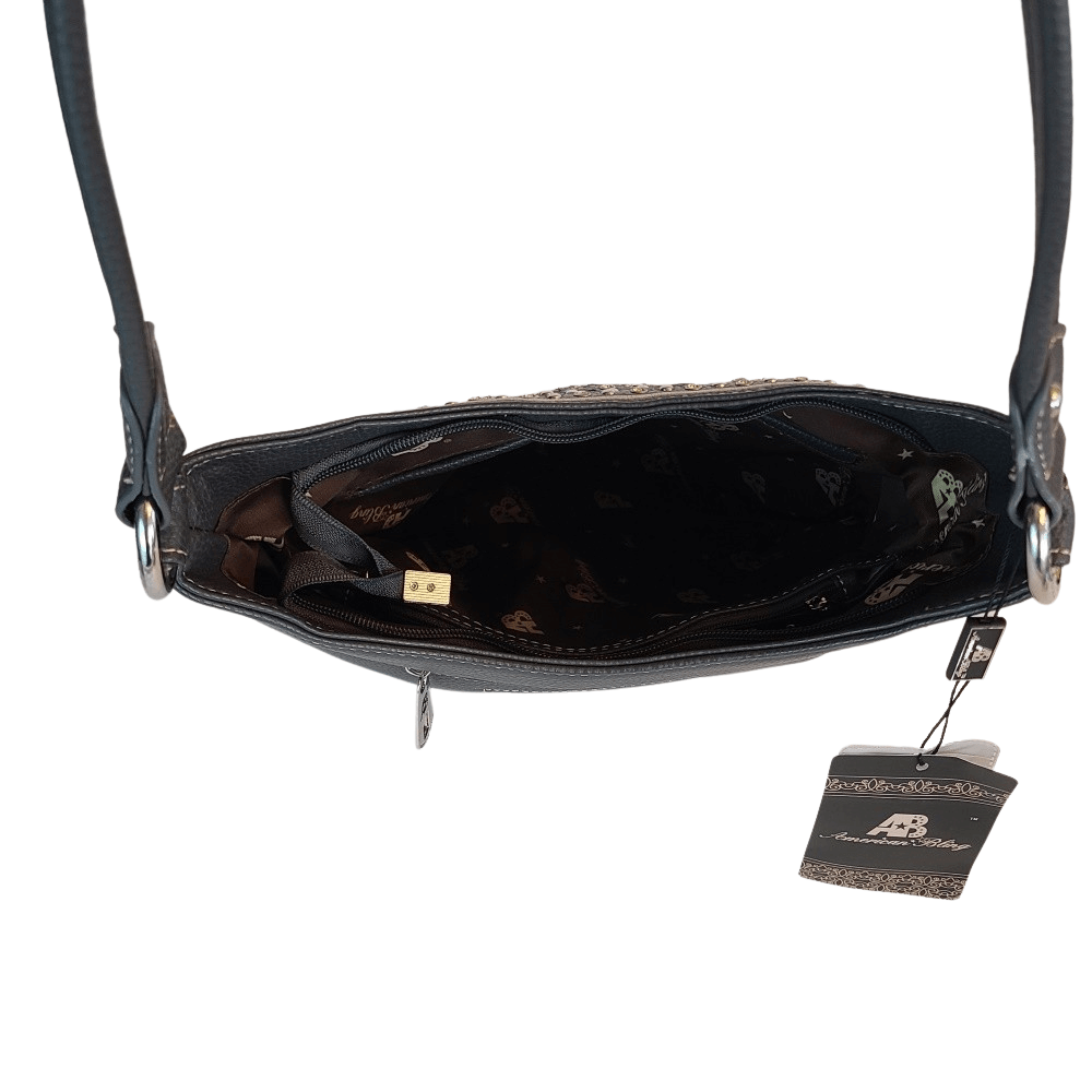 American Bling Floral Purse Matching Wallet Set Western Country Hobo Bag Gray-AB-G6215GY-7