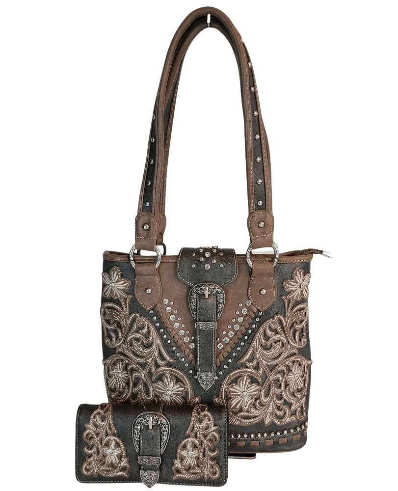 American Bling Belt Buckle Purse Matching Wallet Set Western Country Bag Bronze-AB-G6217BZ-1