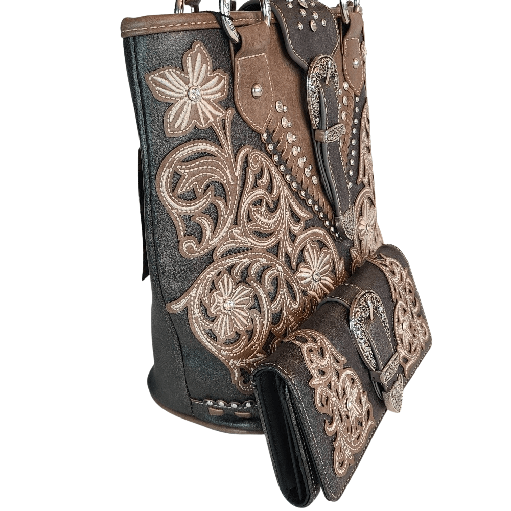 American Bling Belt Buckle Purse Matching Wallet Set Western Country Bag Bronze-AB-G6217BZ-3