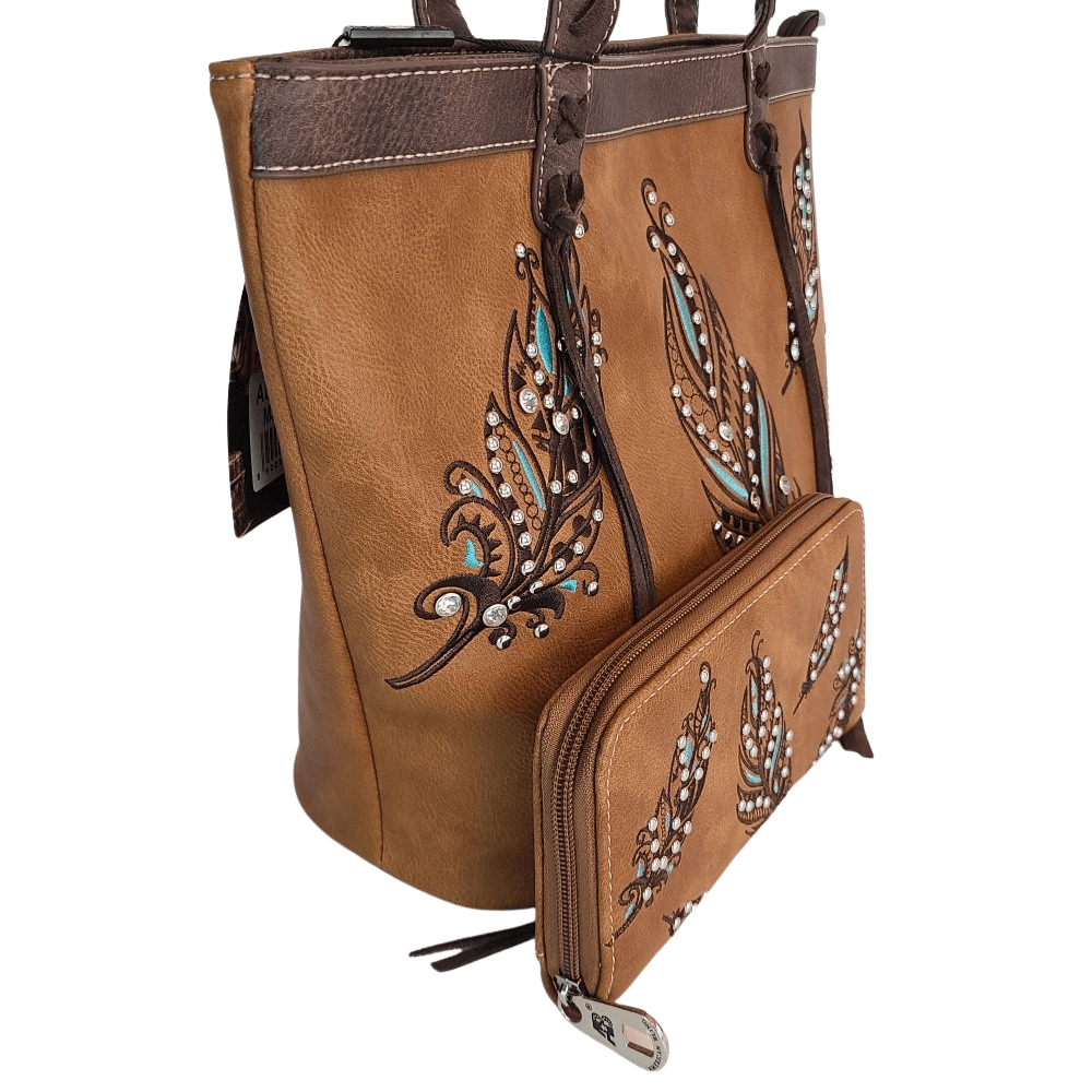American Bling Concealed Carry Purse With Matching Wallet Set Western Bag Brown-AB-G6218_BR-3