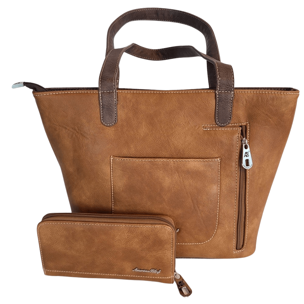 American Bling Concealed Carry Purse With Matching Wallet Set Western Bag Brown-AB-G6218_BR-4