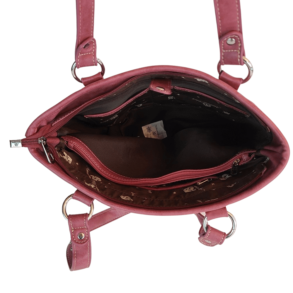 American Bling purse and distressed pink inside view