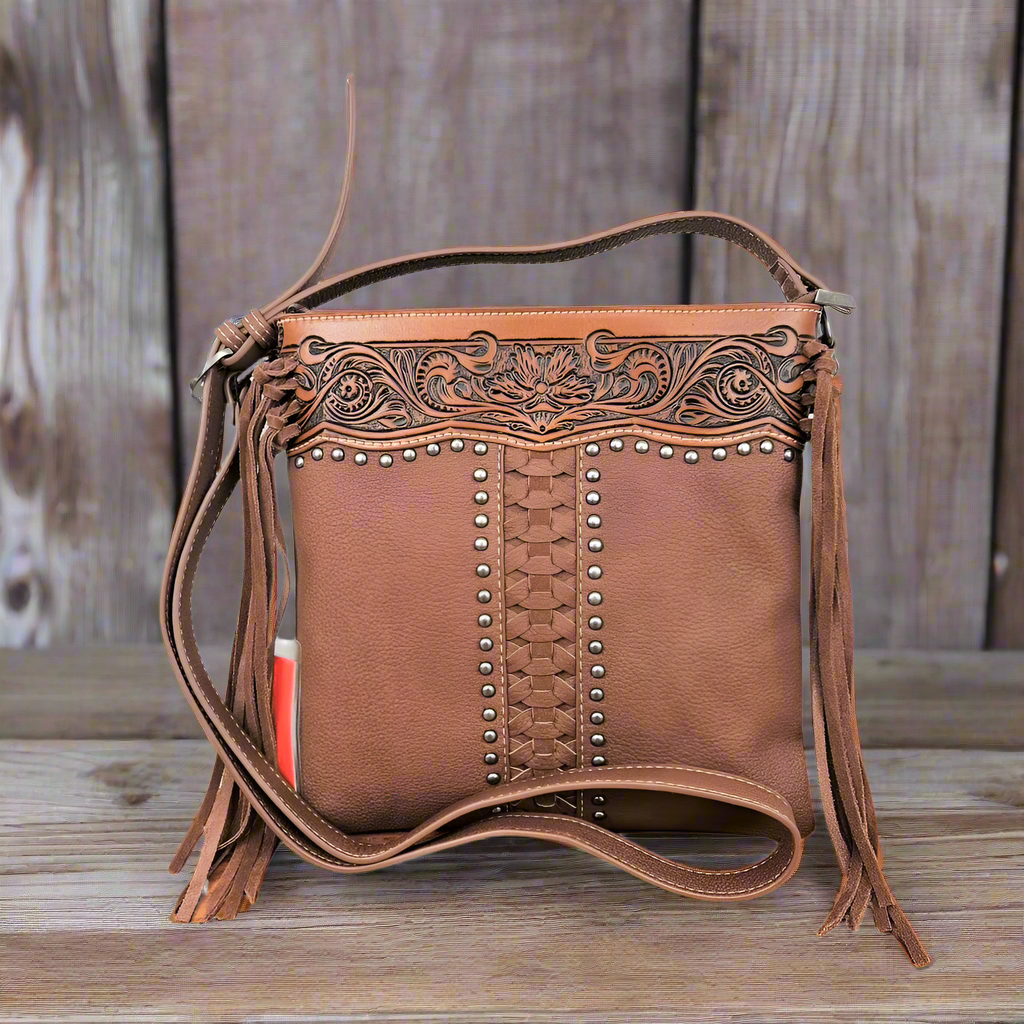 Montana West Fringe Tooling Design Concealed Carry Purse MW1155G-9360-BR