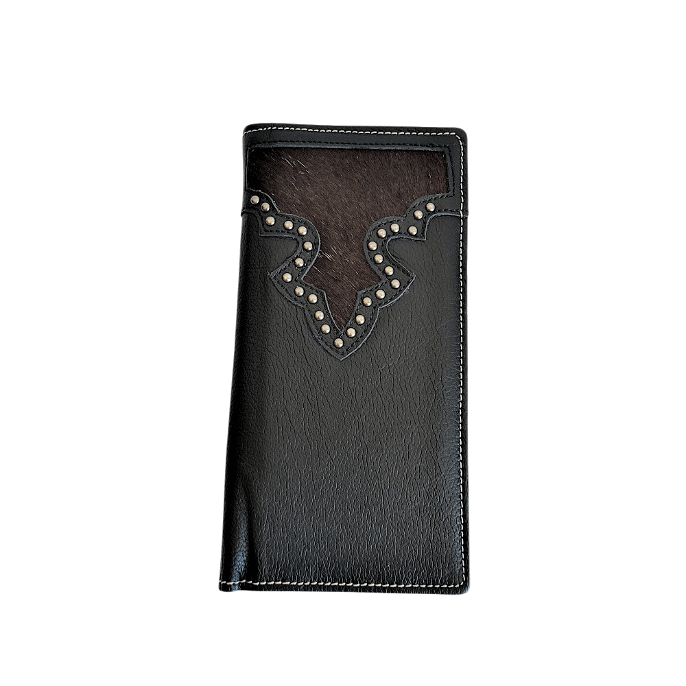 Montana West Hair On Hide Men's Long Wallet Western Cowboy Leather Wallet-MWL-W021 BK-A