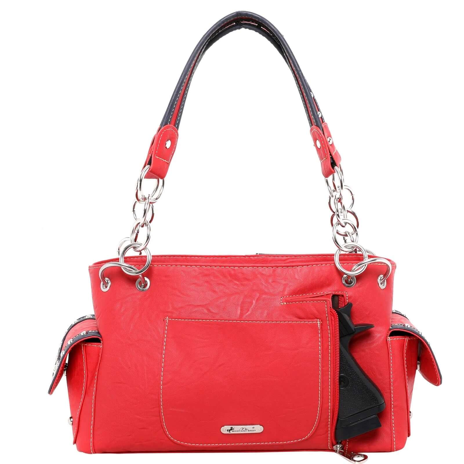 Montana West Texas Pride Collection Concealed Carry Satchel-TXG-8085KRED-3