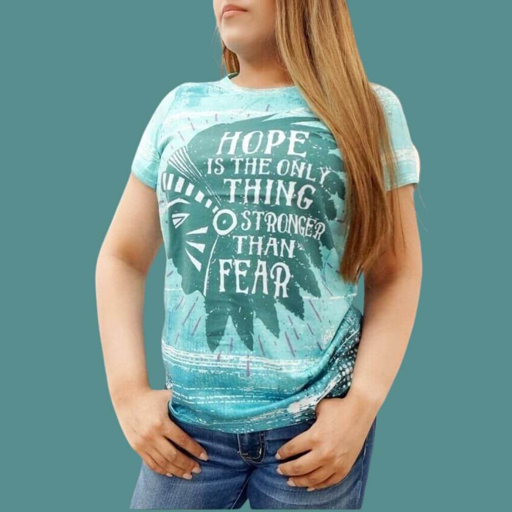 Native American Women's Western T-Shirt with All-Over Print Turquoise ST-618 TQ
