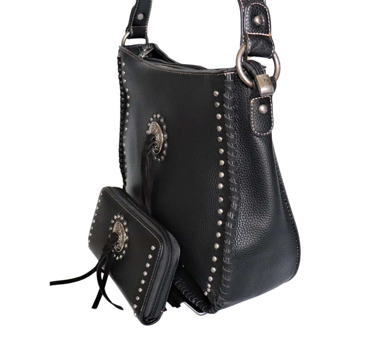 AB-G5912 BK-2 Purse with matching wallet side- Black