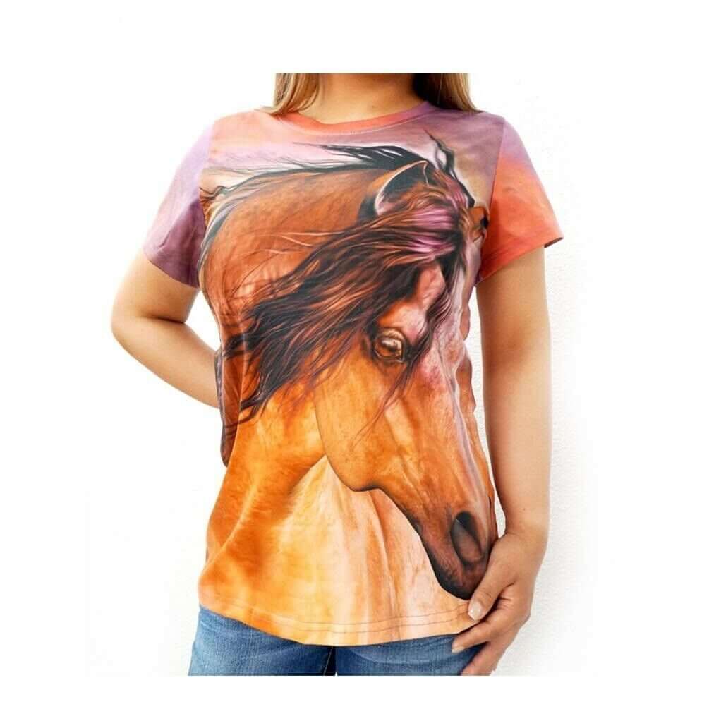 Montna West Horse All Over Printed T-Shirt Country Horse Rider Western Tee-ST-615 PP