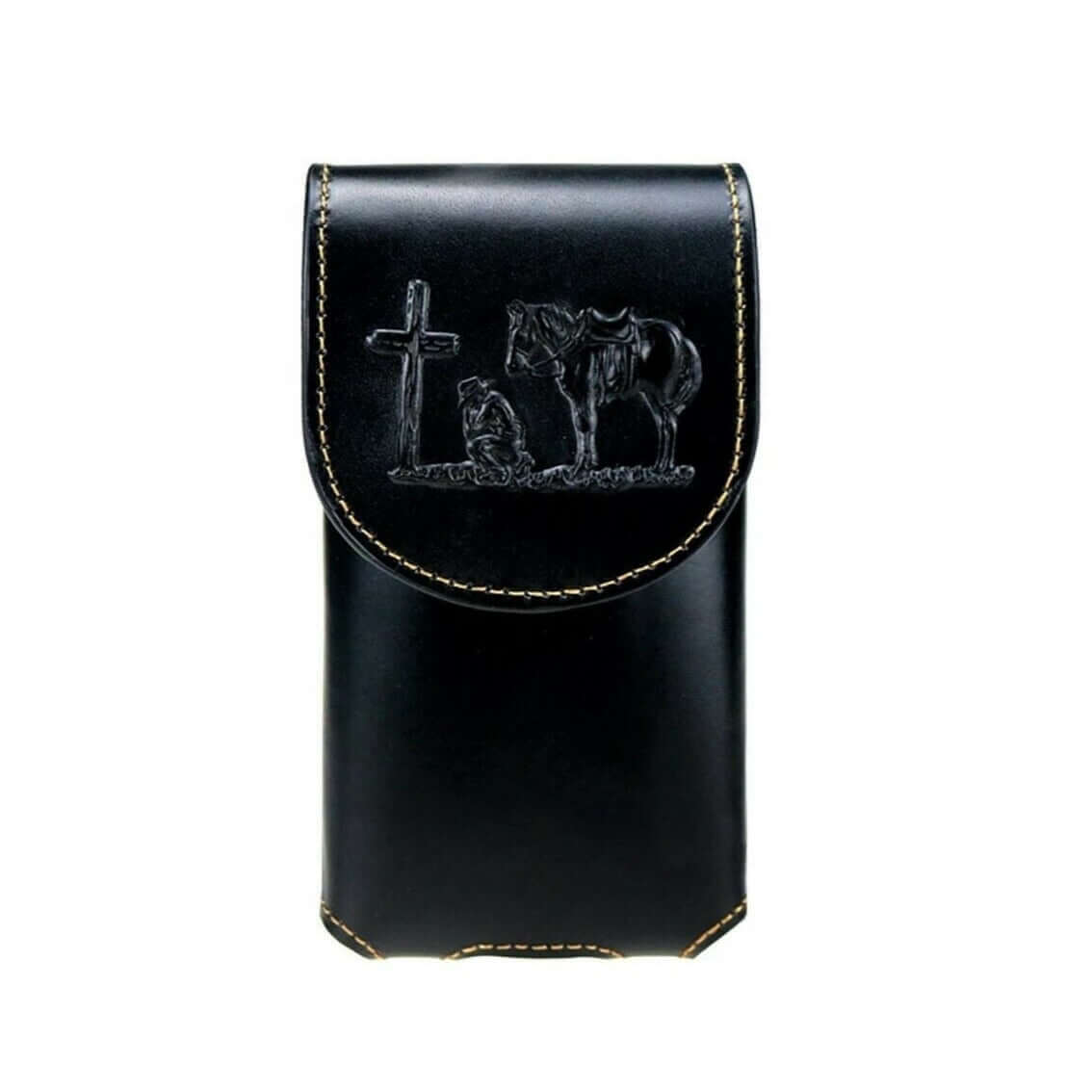 Montana West Cowboy Praying Cross Belt Loop Holster Leather Phone Case-RLP-011 BK