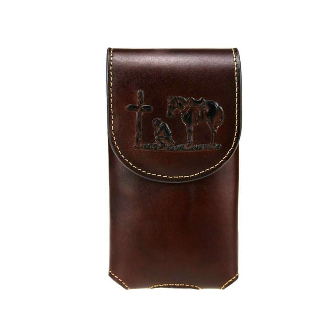 Montana West Cowboy Praying Cross Belt Loop Holster Leather Phone Case-RLP-011 CF