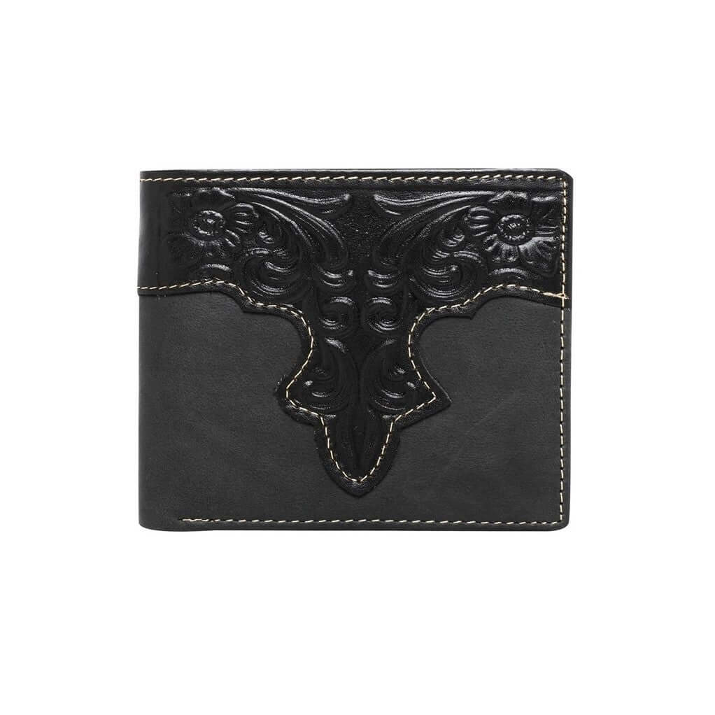 Montana West Tooled Leather Men's Wallet Western Bi-Fold Walle-RFID-W017 BK