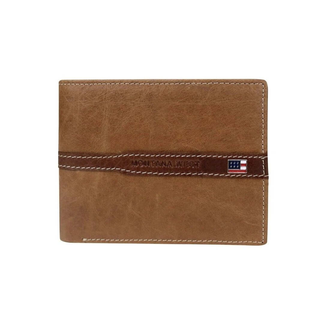 Montana West US Flag Logo Men's Bi-fold Wallets-MWS-028 BR-CF