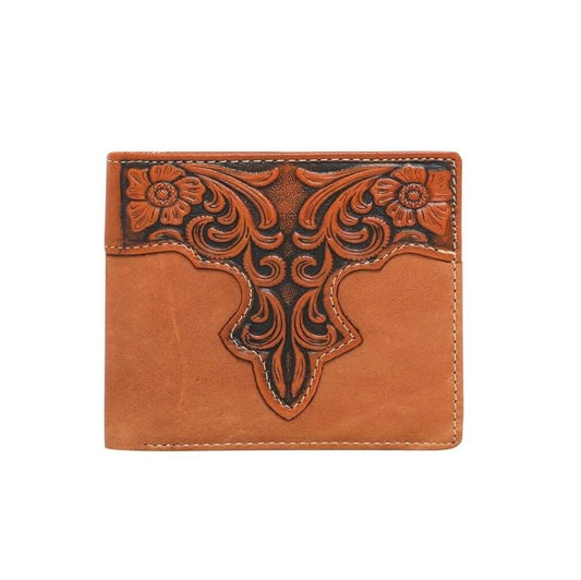 Montana West Tooled Leather Men's Wallet Western Bi-Fold Walle-RFID-W017 BR