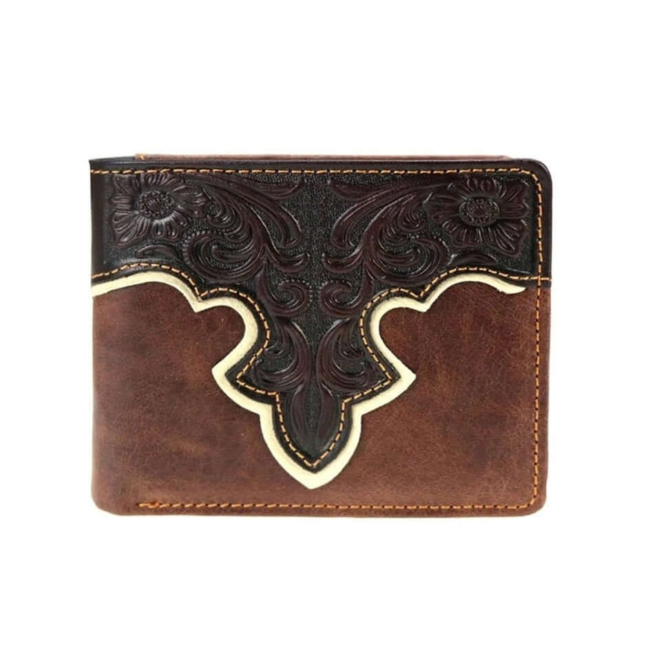Montana West Floral Tooling Genuine Leather Men's Bi-fold Wallet-MWS-W017 CF