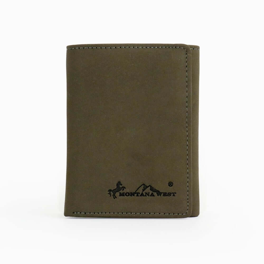 Montana West RFID Block Genuine Leather Tri-Fold Men's Wallet-RFID-W003 CF
