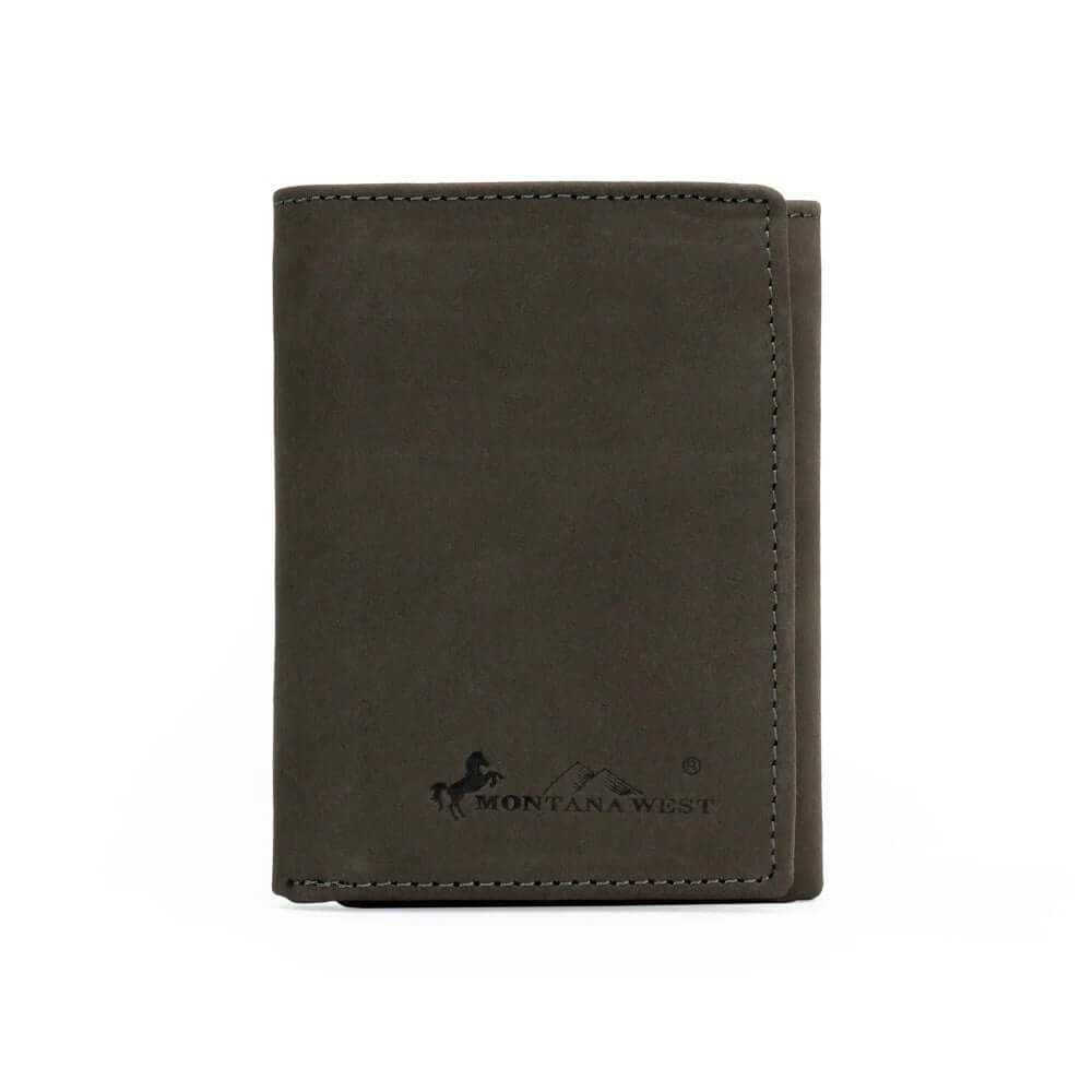 Montana West RFID Block Genuine Leather Tri-Fold Men's Wallet-RFID-W003 Dark Coffee