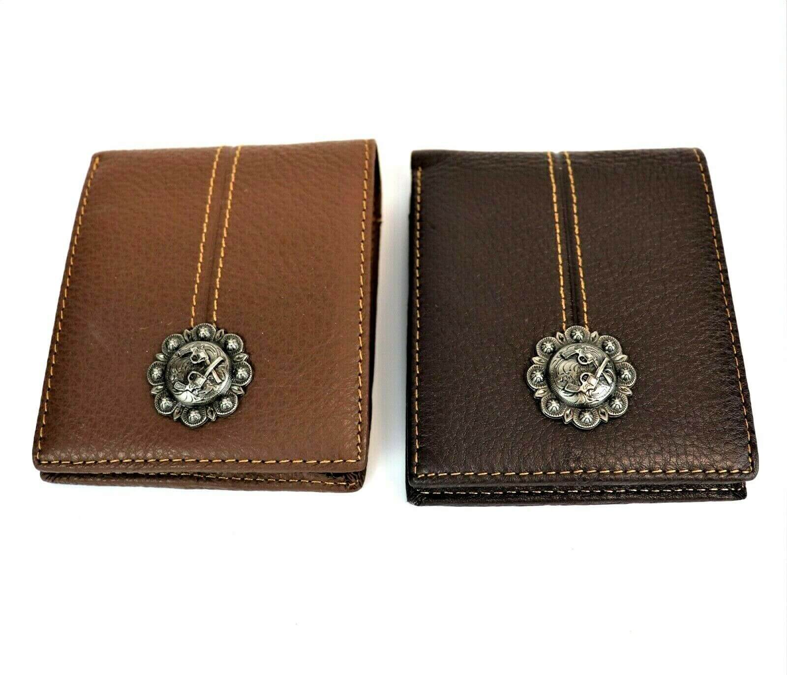 Montana West Cross Pistol Concho Genuine Leather Men's Wallet--MWS-W011