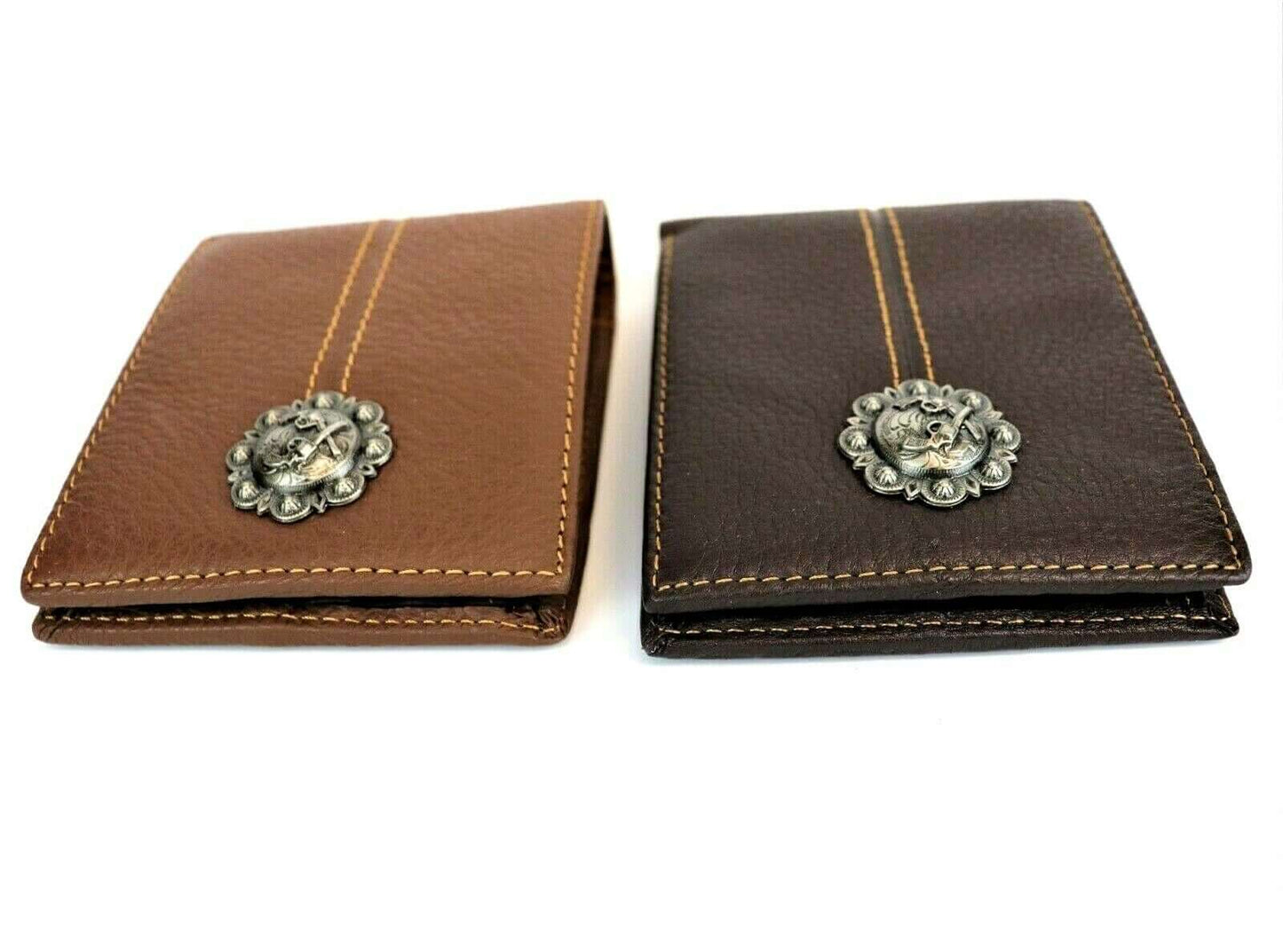 Montana West Cross Pistol Concho Genuine Leather Men's Wallet-MWS-W011-1