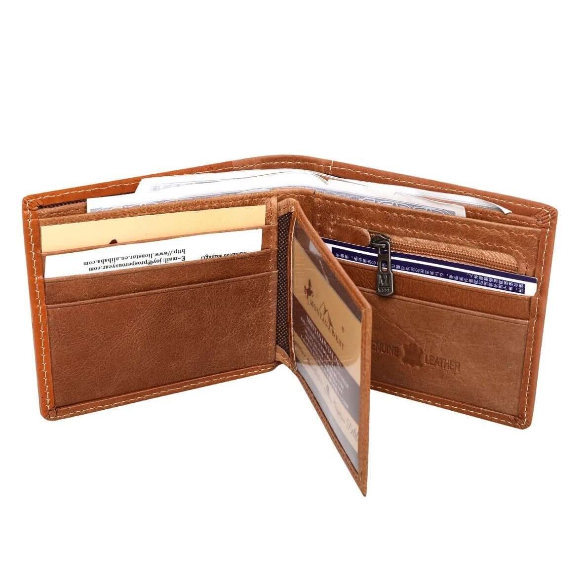 Montana West Floral Tooling Genuine Leather Men's Bi-fold Wallet-MWS-W017 BR-2